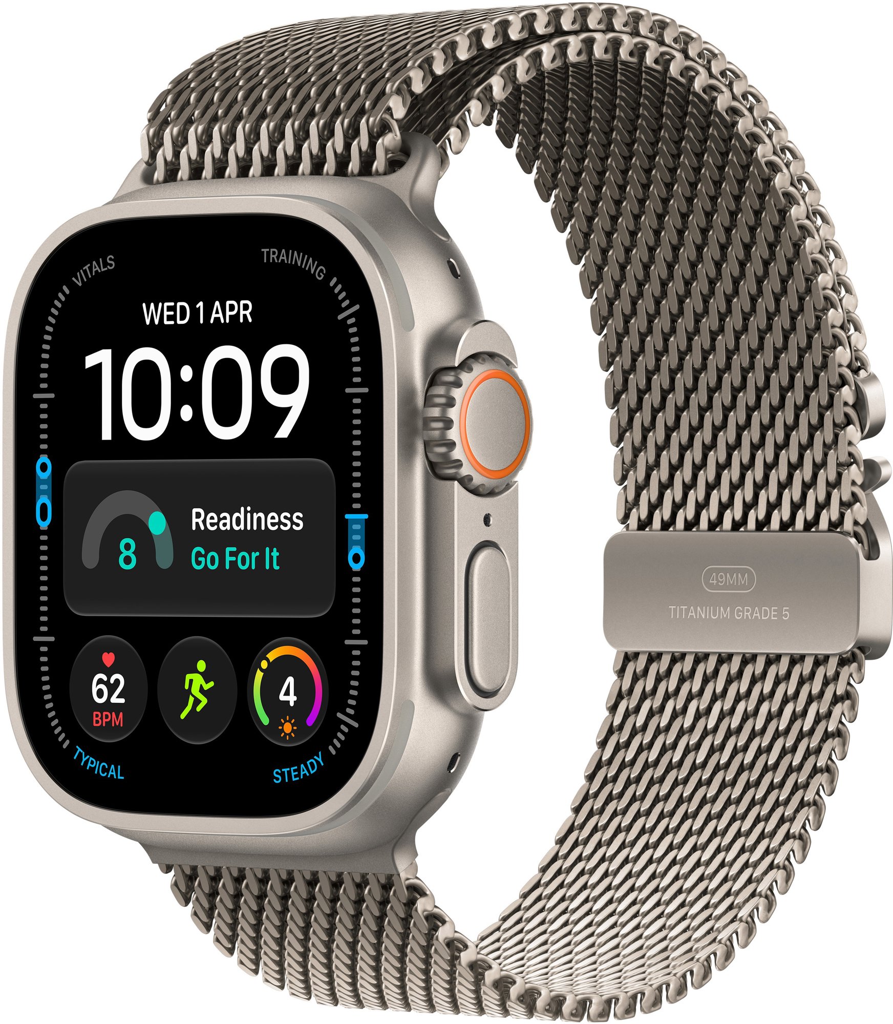 Apple Watch Ultra 4 49mm Natúr titán tok Natúr titán milánói szíjjal - S