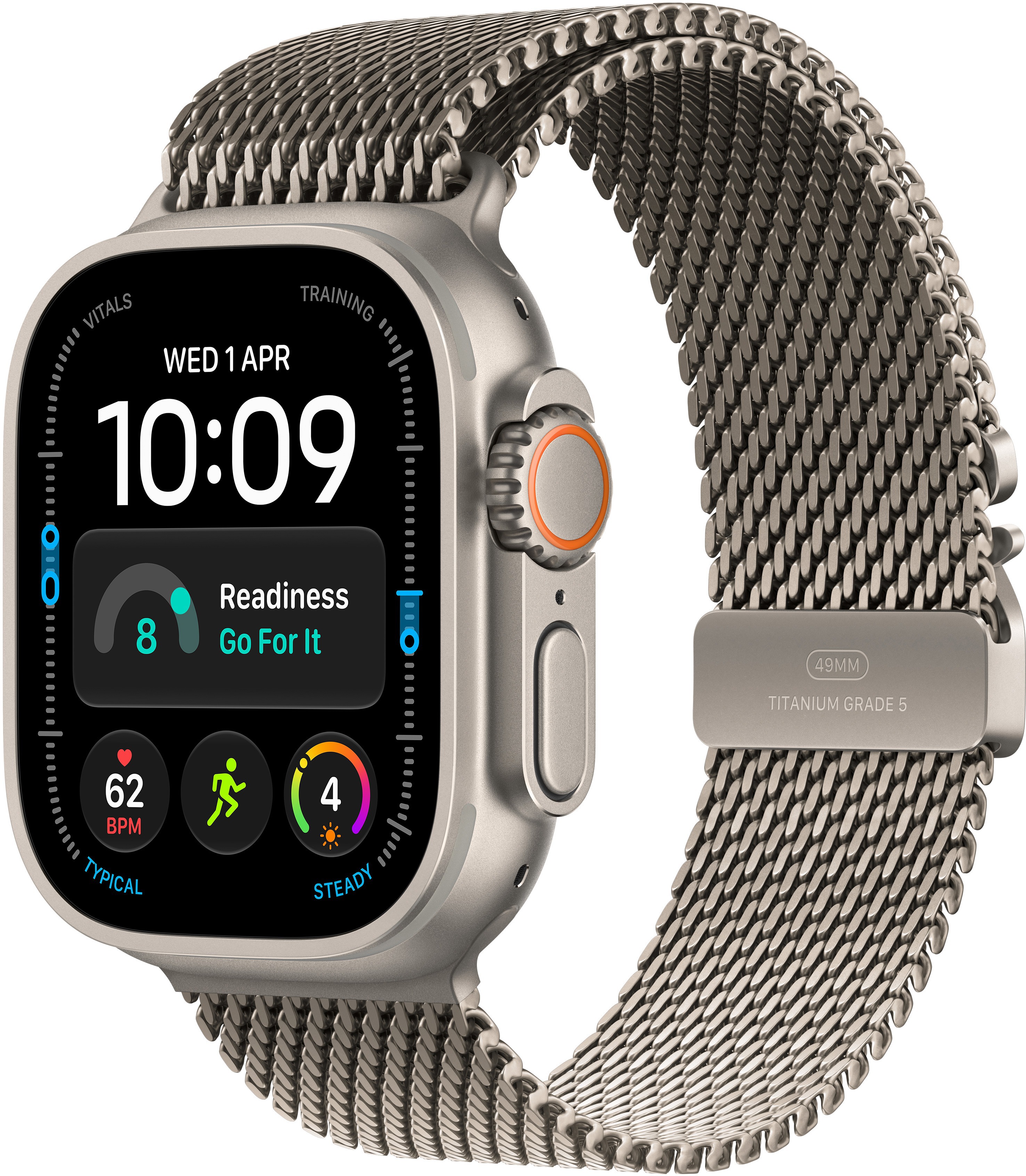 Apple Watch Ultra 4 49mm Natúr titán tok Natúr titán milánói szíjjal - L