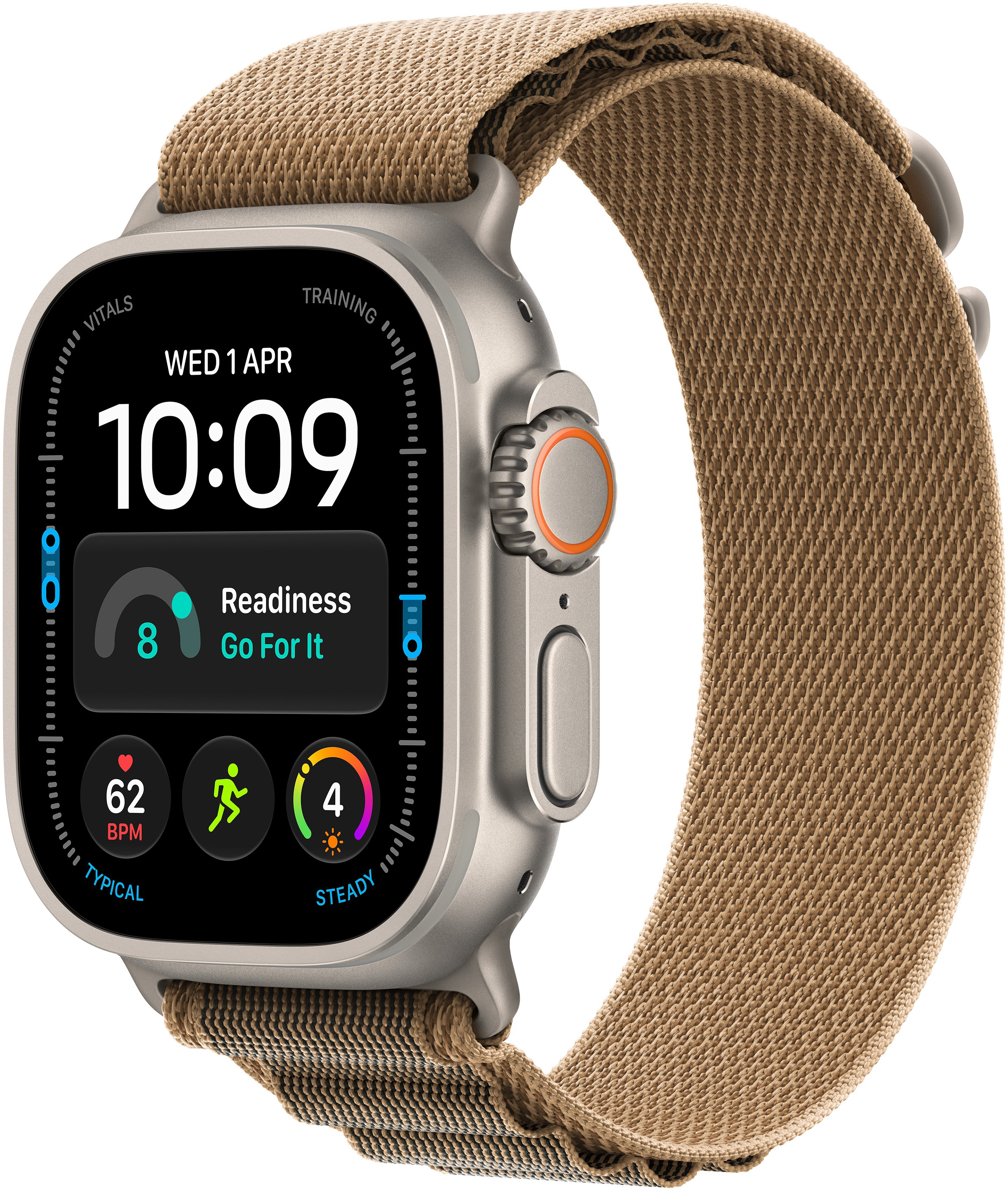 Apple Watch Ultra 4 49mm Natúr titán tok Sivatagszín alpesi pánttal - L