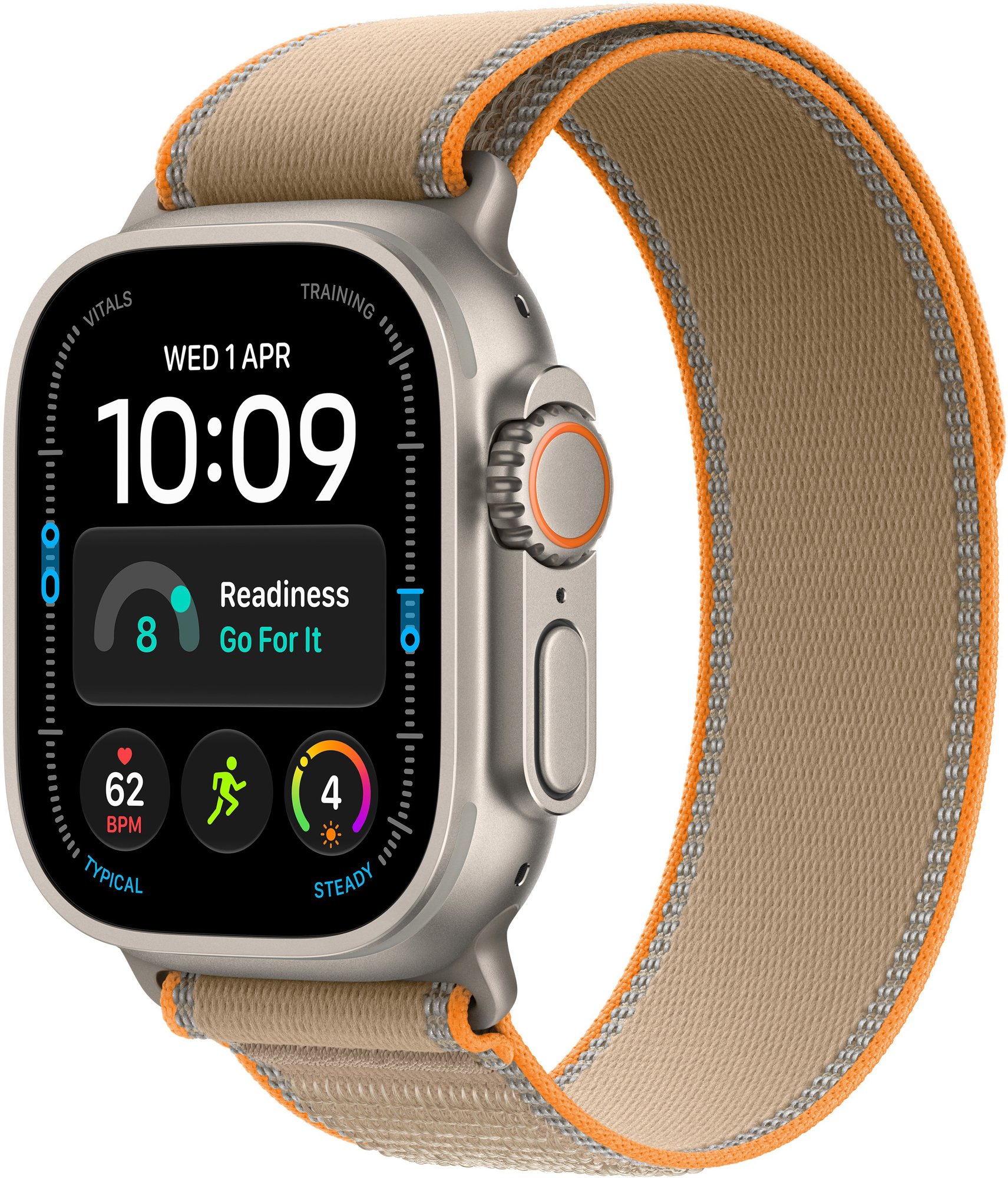 Apple Watch Ultra 4 49mm Natúr titán tok Homokszín terep pánttal - S/M