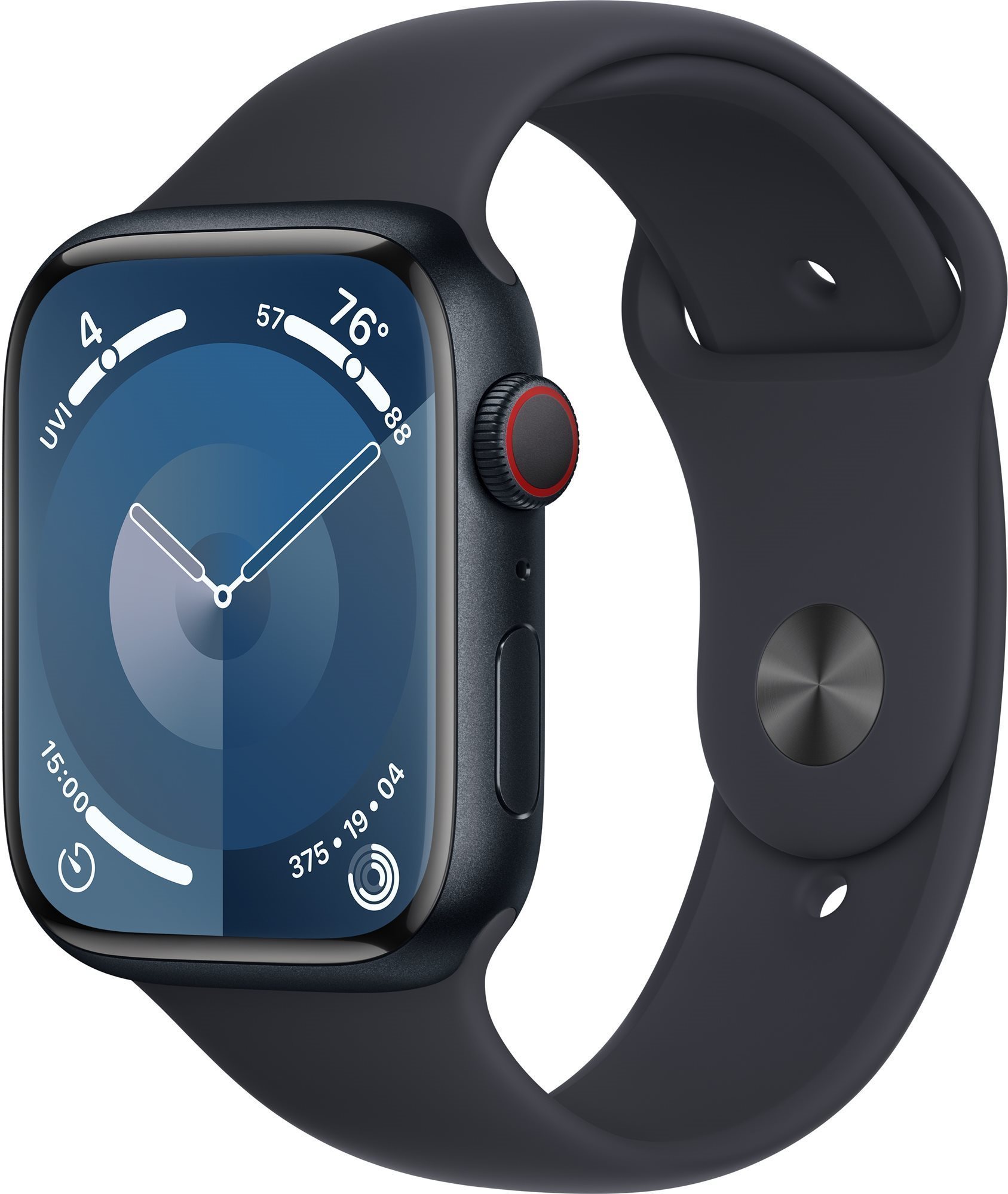 Apple Watch Series 9 45mm Cellular - éjfekete alumínium tok, éjfekete sport szíj