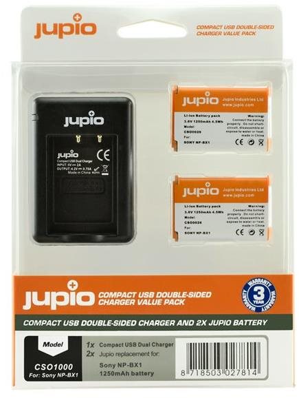 Jupio 2x NP-BX1 - 1250 mAh + Sony kompatibilis töltő