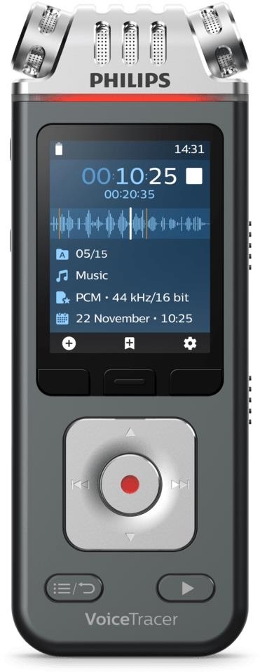 Philips VoiceTracer Digital Meeting Recorder, 8GB, Anthracite/Chrome (DVT8115) | Quill
