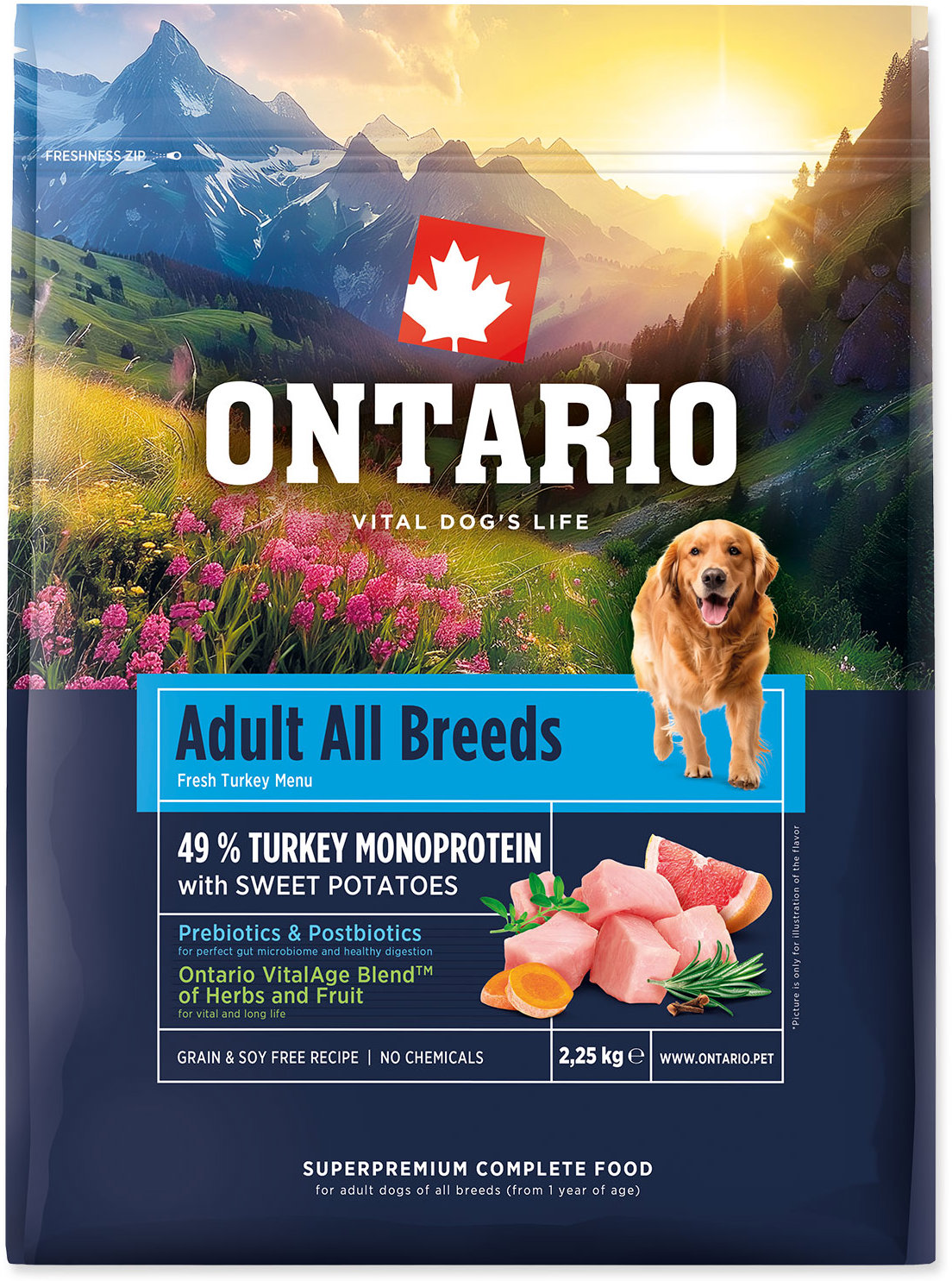 Ontario Adult All Breeds Monoprotein Turkey & Sweet Potatoes 2,25 kg