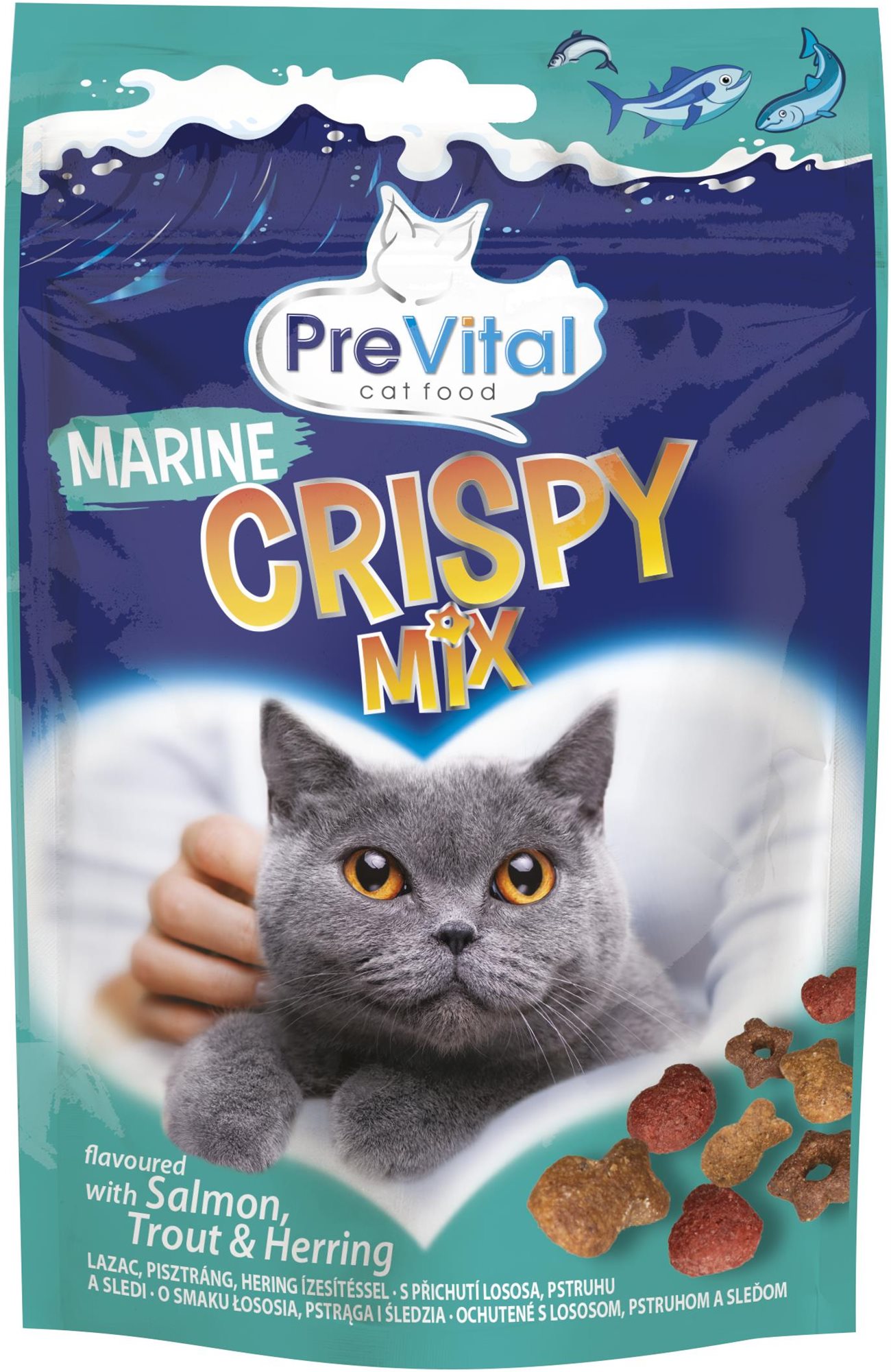 PreVital Crispy Mix jutalomfalat, lazac, pisztráng és hering, 60 g