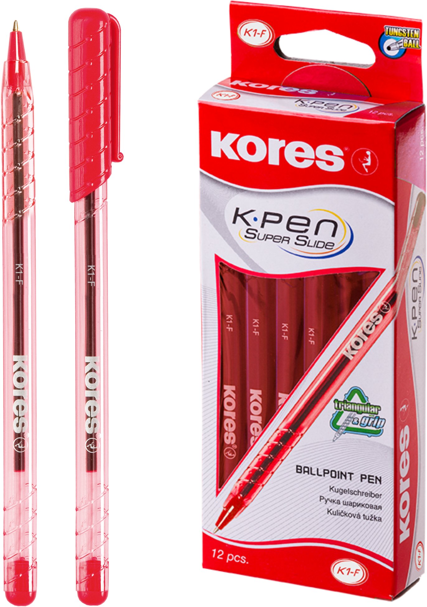 KORES K1 Pen F - 0.7 mm, piros - 12 db