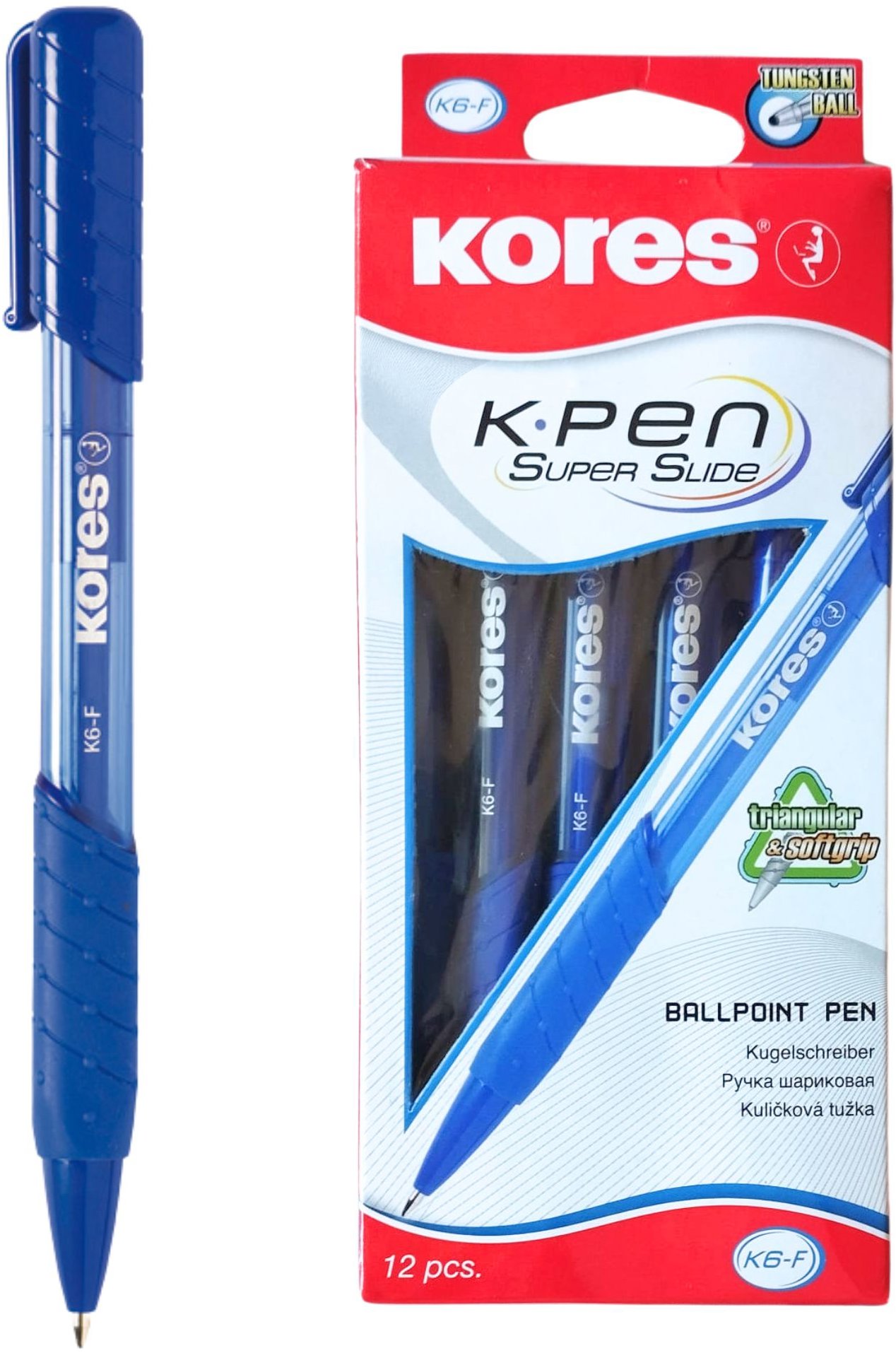 KORES K6 Pen, F - 0,7 mm, kék - 12 db