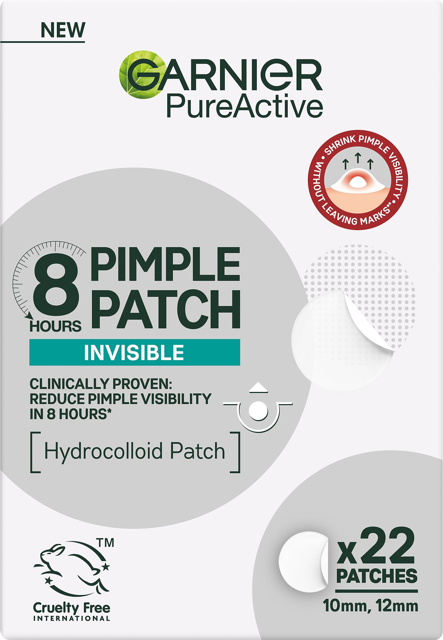 GARNIER Pure Active Hidrokolloid láthatatlan tapasz bőrhibák ellen BHA-val, 22 db