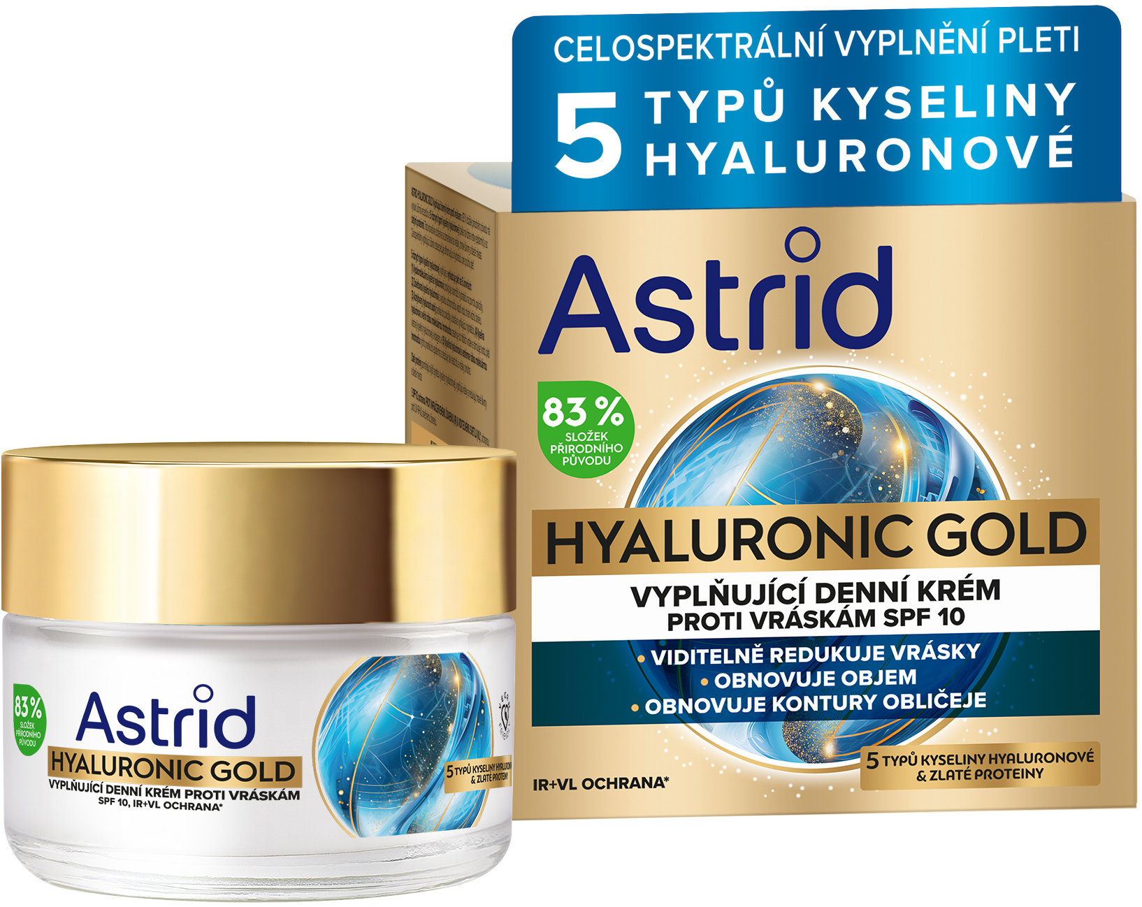 ASTRID Hyaluronic Gold ránctalanító nappali, arany fehérjékkel, SPF10 50 ml