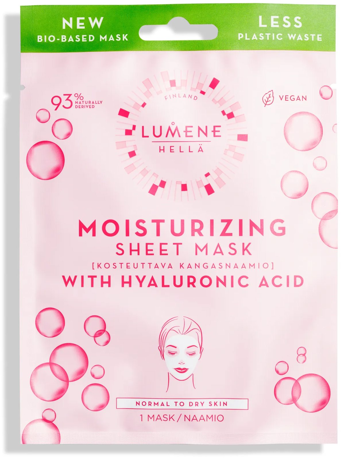LUMENE Basic Cleansing Hella Moisturizing Sheet Mask, 1 db