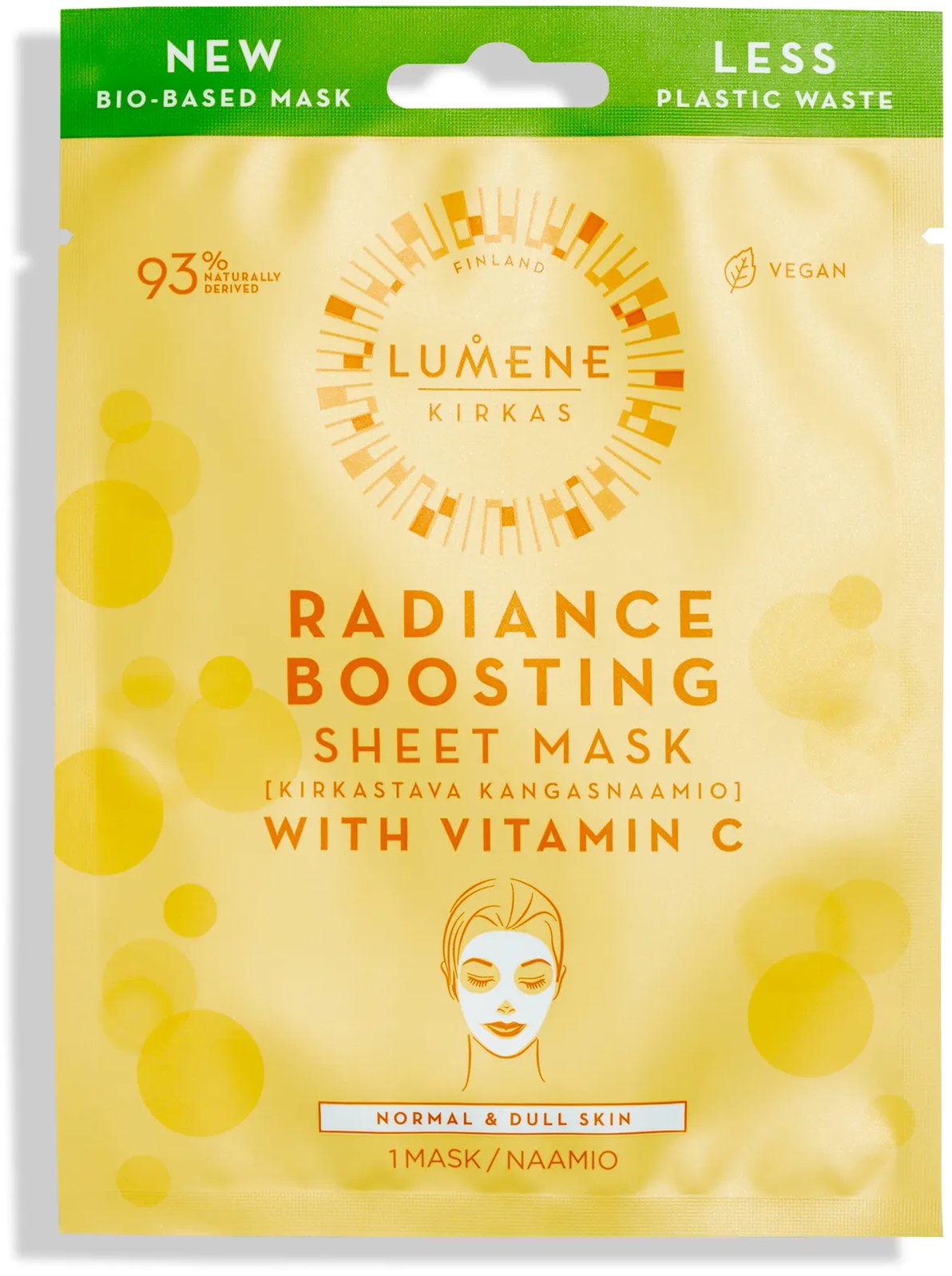 LUMENE Basic Cleansing Kirkas Radiance Boosting Sheet Mask, 1 db