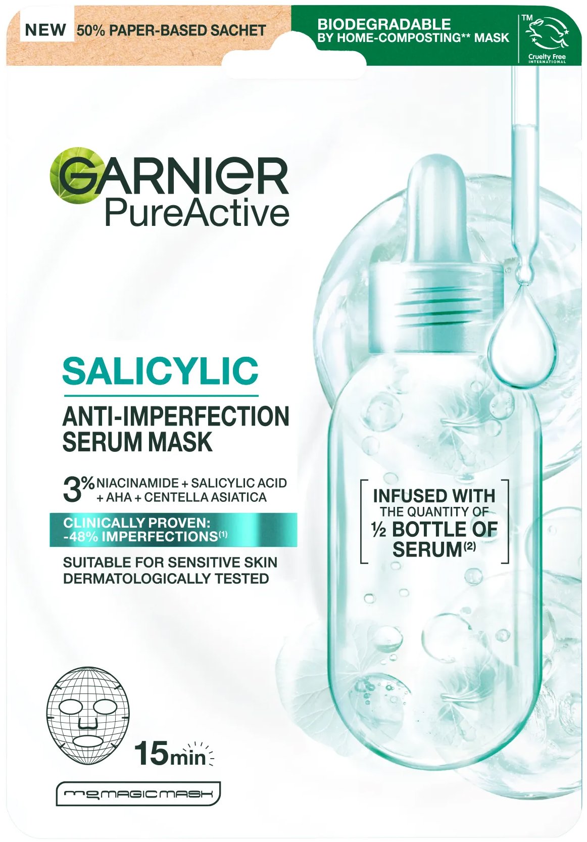 GARNIER Pure Active Salicylic textilmaszk bőrhibák ellen, 1 db