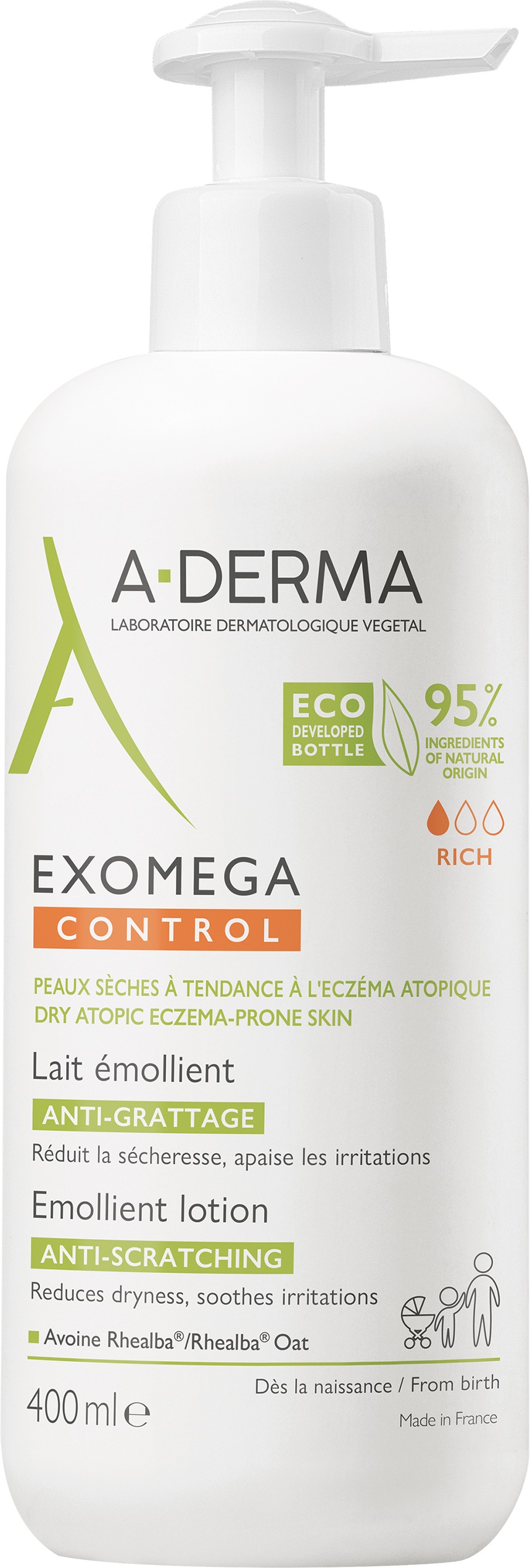 A-DERMA Exomega Control Emolliens testápoló atópiára hajlamos, száraz bőrre 400 ml