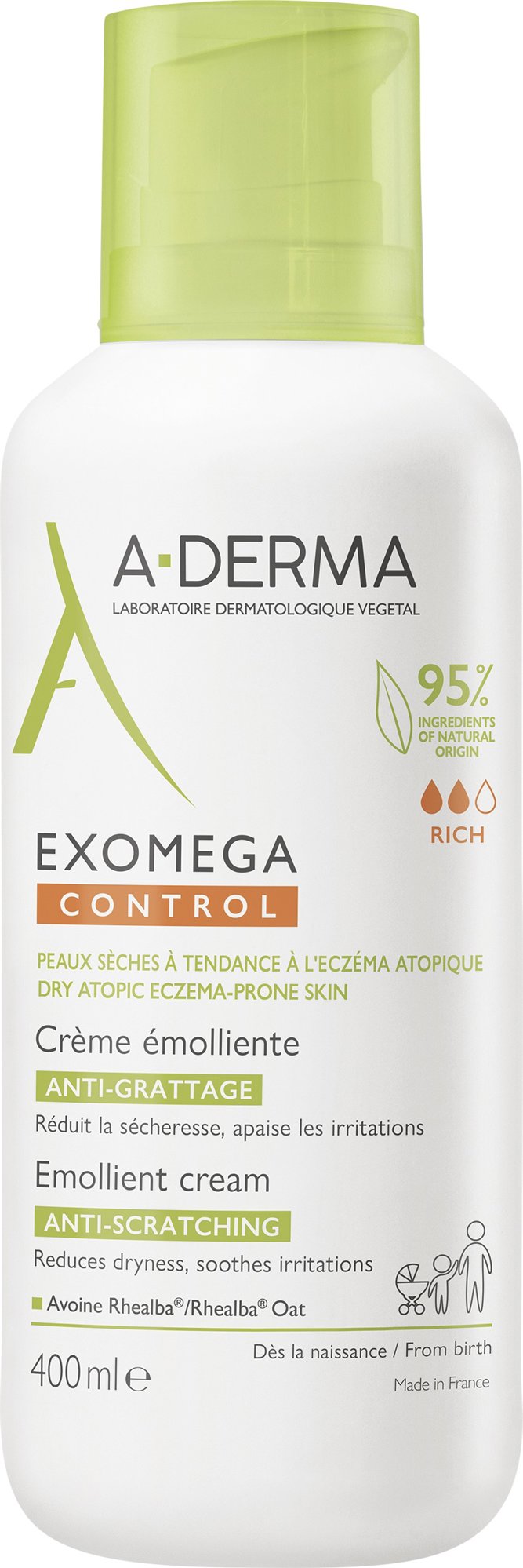 A-DERMA Exomega Control Emolliens krém atópiára hajlamos, száraz bőrre 400 ml