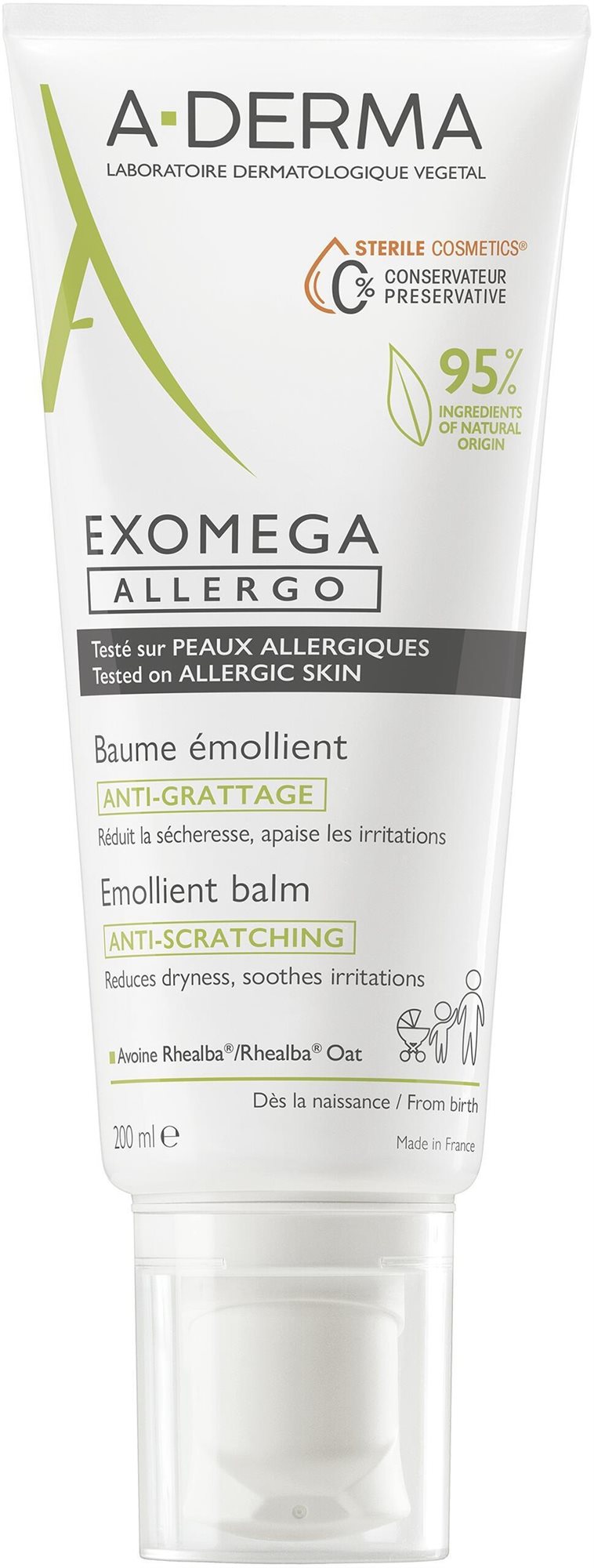A-DERMA Exomega Allergo Emolliens balzsam atópiára hajlamos, száraz bőrre - steril kozmetikum 2