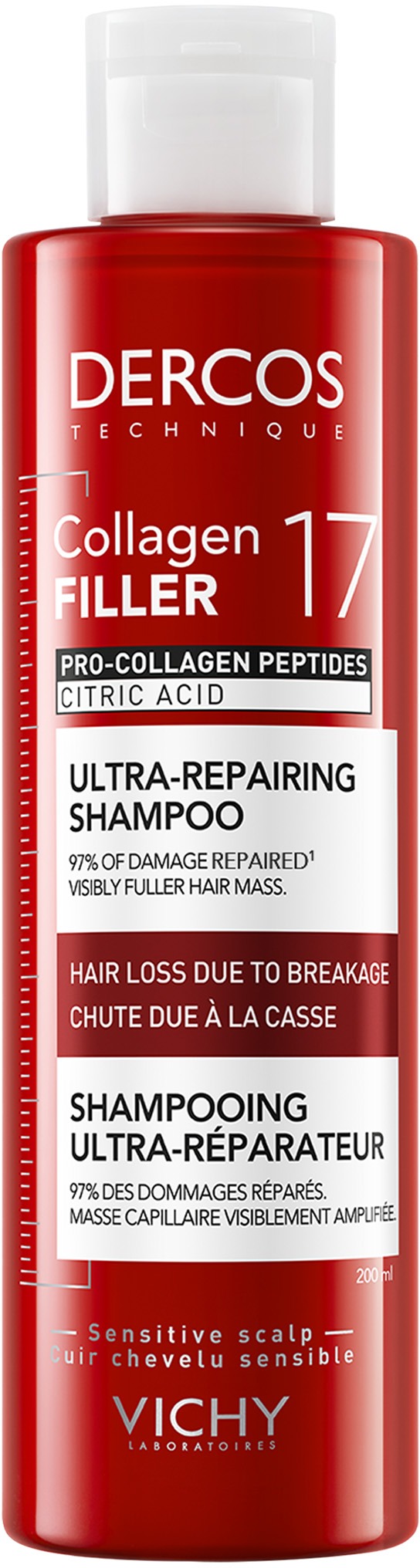 VICHY Collagen 17 Filler regeneráló sampon, 200 ml
