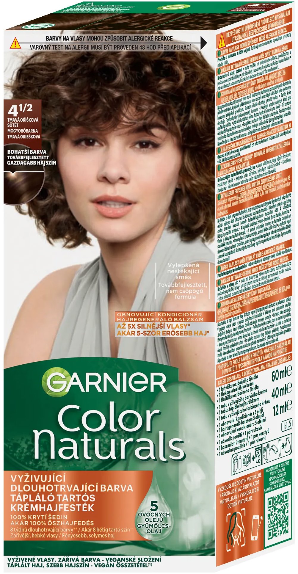 GARNIER Color Naturals 4 1/2 Sötét Mogyoró, 60 ml + 40 ml + 12 ml