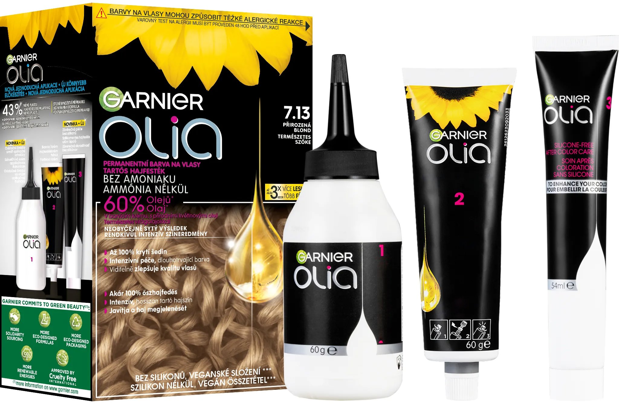 GARNIER Olia 7.13 természetes szőke, 60 ml + 40 ml + 12 ml