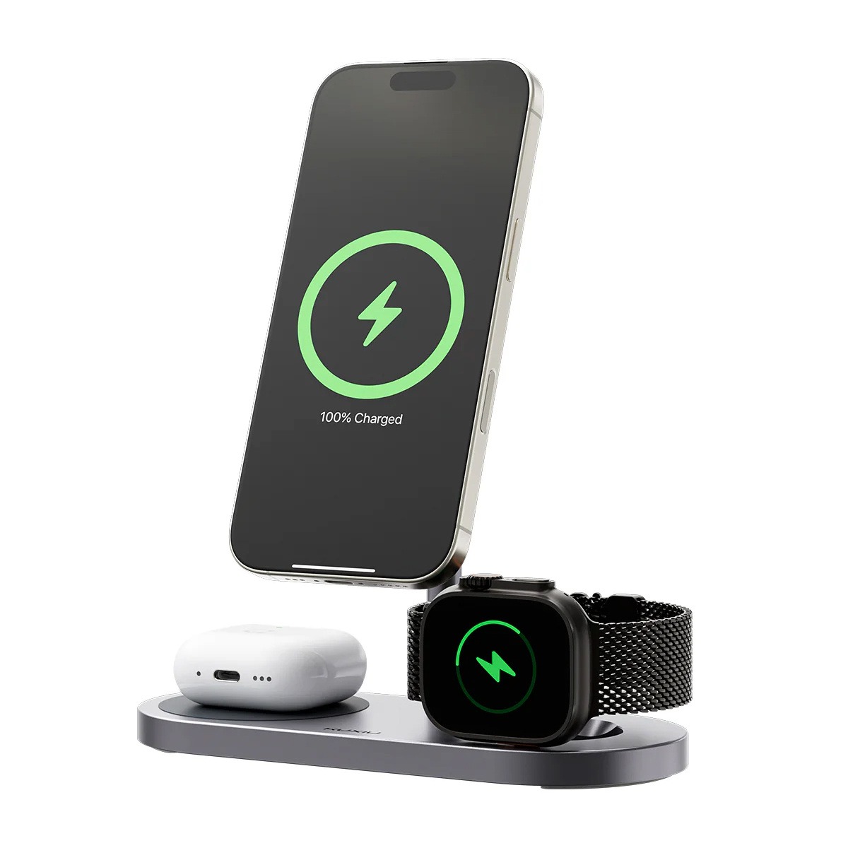 Kuxiu X23 Pro 3in1 MagSafe Dual-Core Fast Charging Stand, Gray