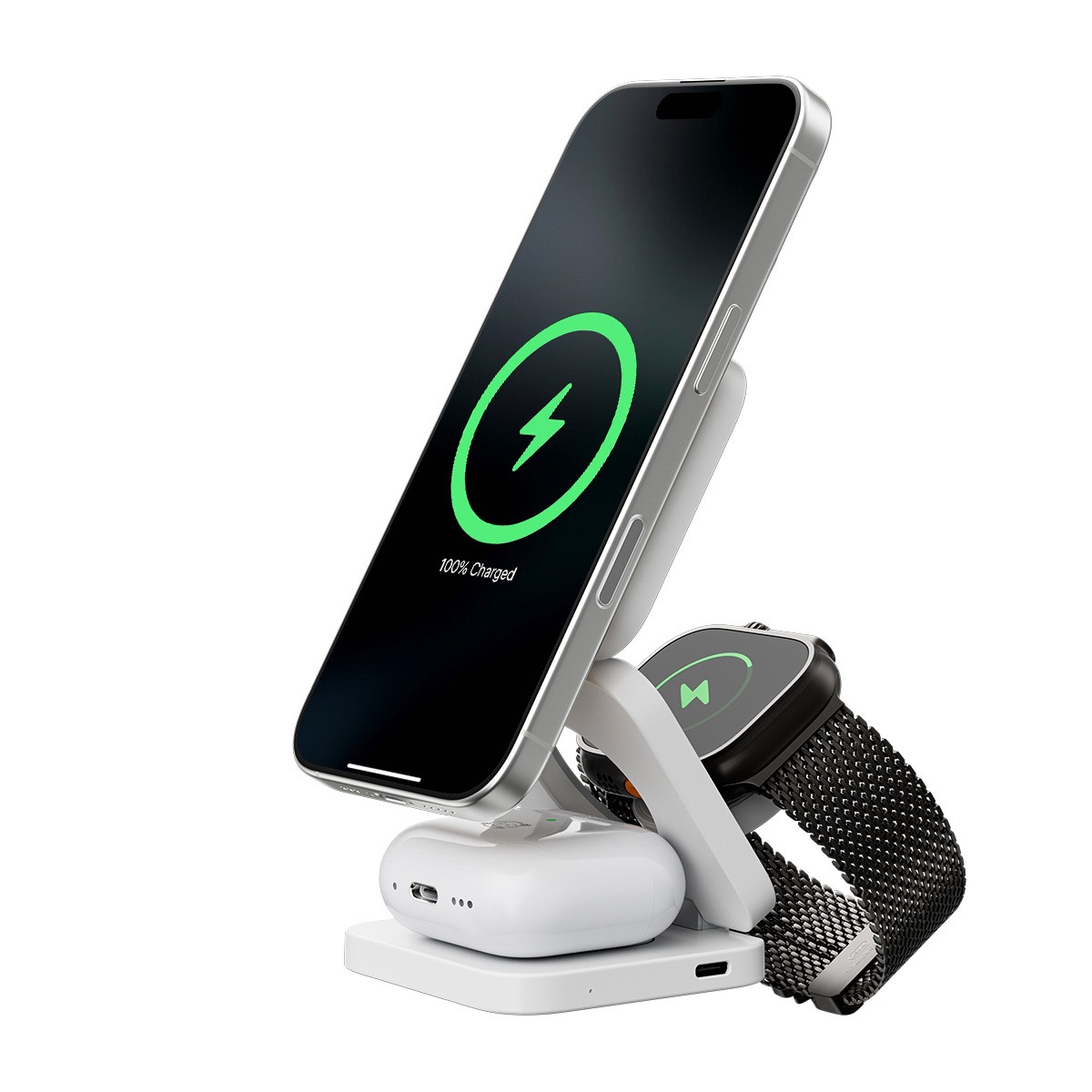 Kuxiu X55 3in1 Foldable Magnetic Wireless Charging Station, White