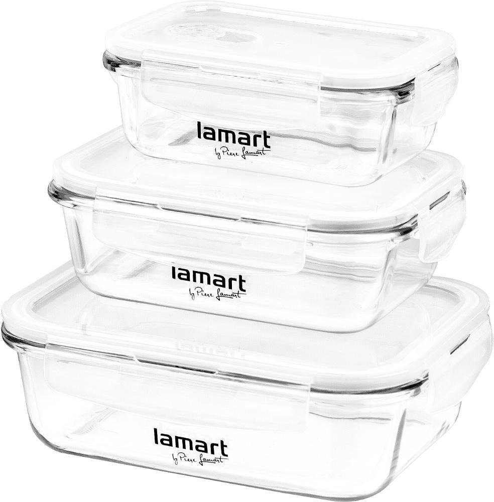 Lamart AIR LT6011 üveg tárolóedény szett, 3 darabos, téglalap alakú