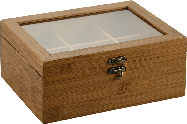 KESPER teásdoboz fedővel, sötét bambusz 22 × 16 × 9 cm