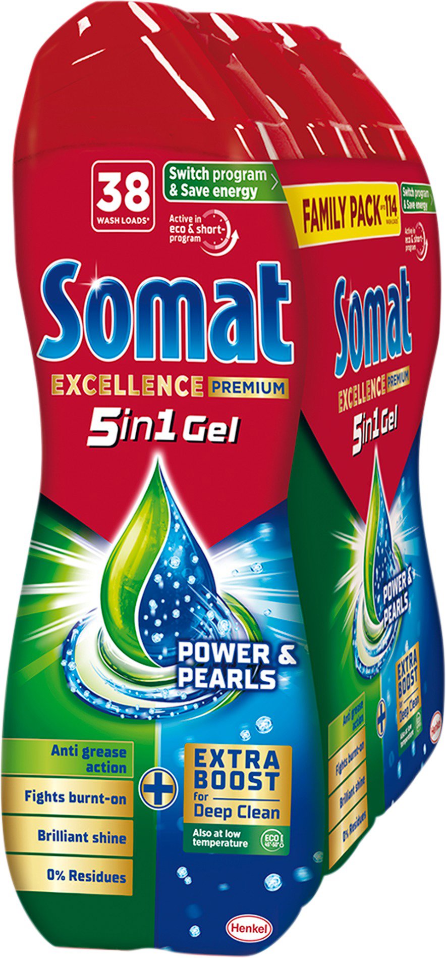 SOMAT Excellence Premium 5in1 Gel Anti Grease 114 adag, 3× 684 ml