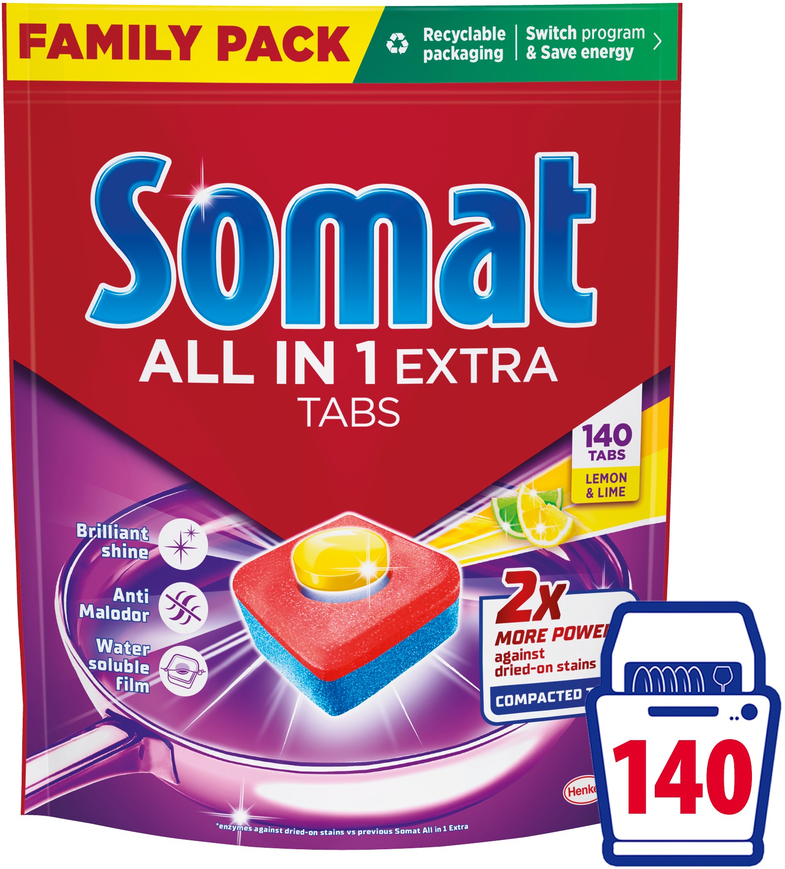 SOMAT All in One Extra Lemon, 140 db