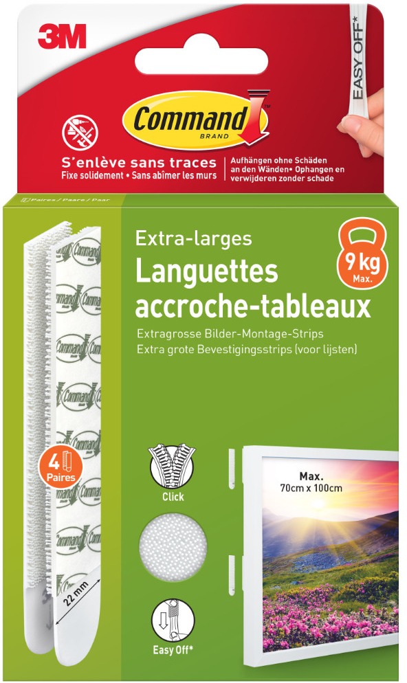 3M Command™ képakasztó csíkok, extra nagy méret, teherbírás 9 kg