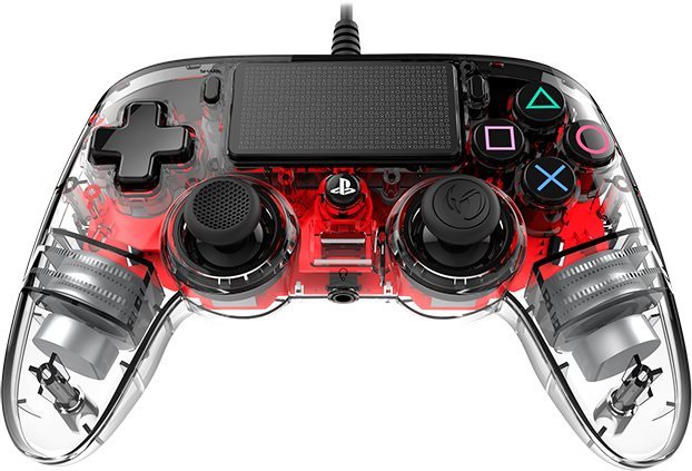 Nacon Wired Compact Controller PS4 - átlátszó piros