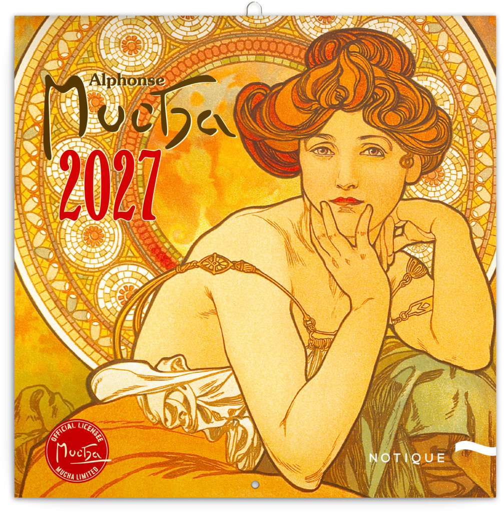 NOTIQUE Alfons Mucha falinaptár 2027, 20x20cm