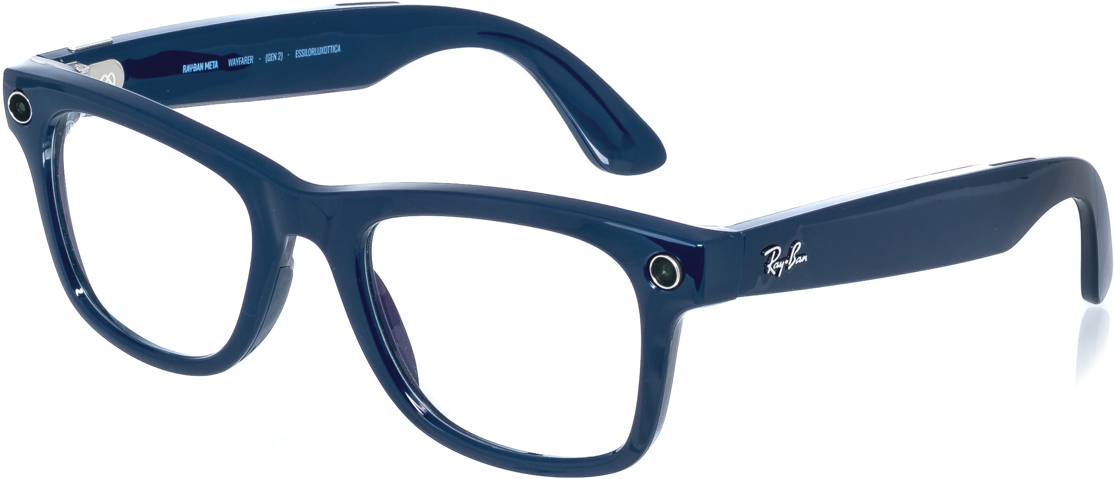 Meta RAY-BAN Meta Wayfarer (Standard) Smart Glasses (Gen 2) - Shiny Cosmic Blue, Clear to Sapphire T