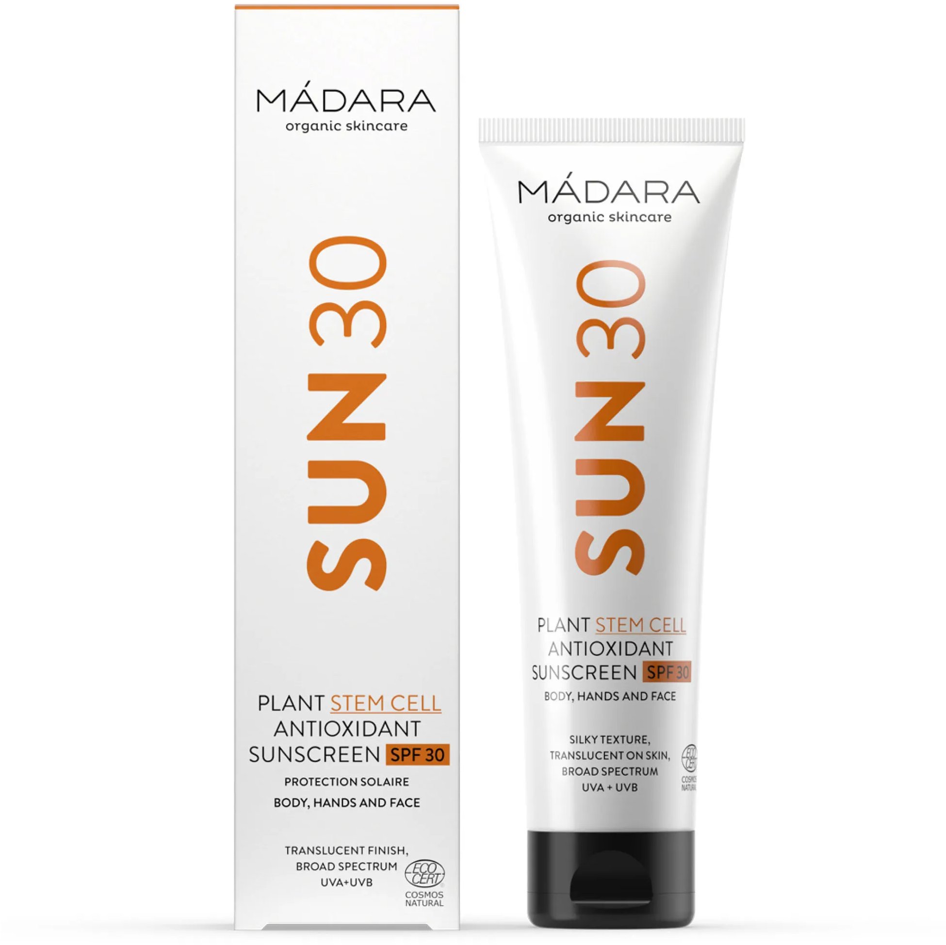 MÁDARA Napvédő krém növényi őssejtekkel és antioxidánsokkal, SPF30, 100 ml