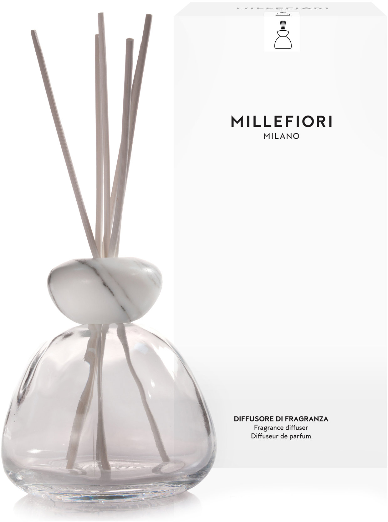 MILLEFIORI MILANO Air Design Marble White átlátszó üveg, 350 ml