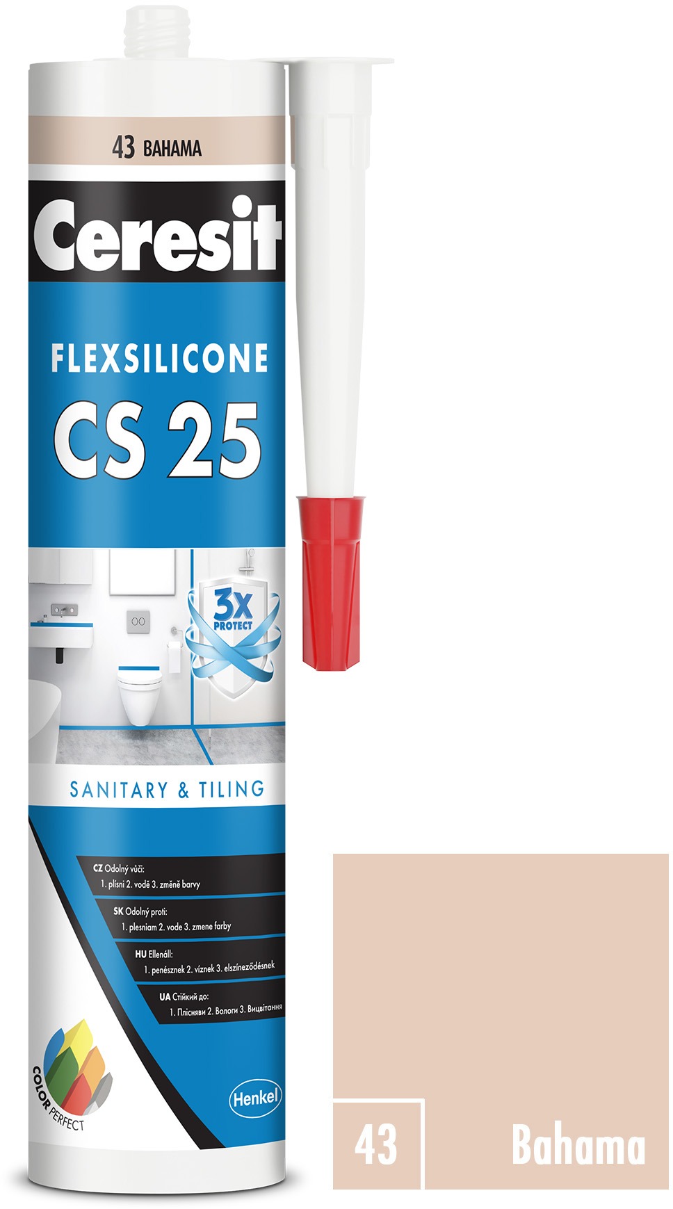 Ceresit szaniter szilikon CS 25 bahama, 280 ml