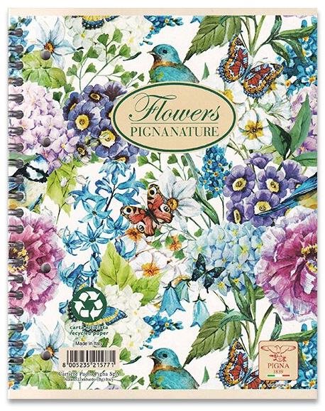 PIGNA Nature Flowers A4 spirálos, vonalas, mix motívum