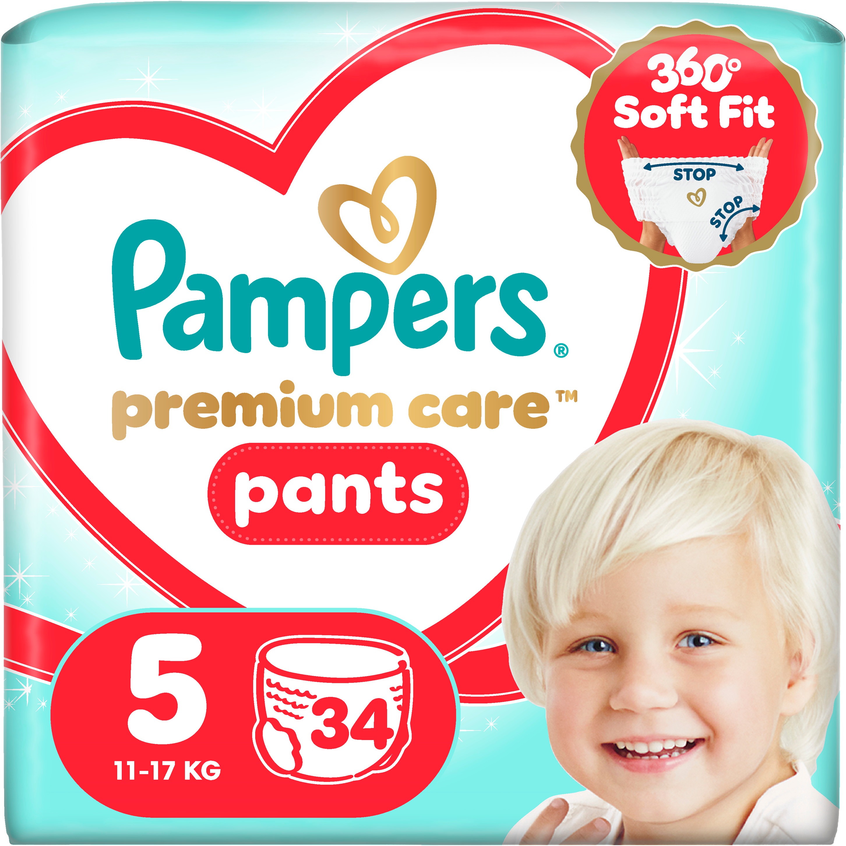 PAMPERS Pants Premium Care Junior 5-ös méret (34 darab)