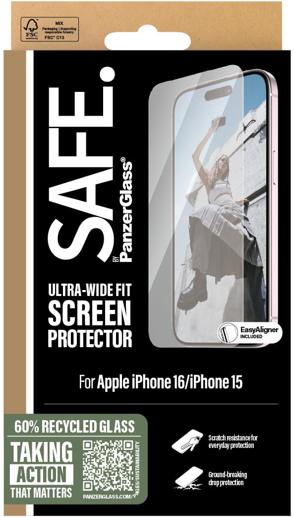 PanzerGlass SAFE Apple iPhone 16/15 üvegfólia