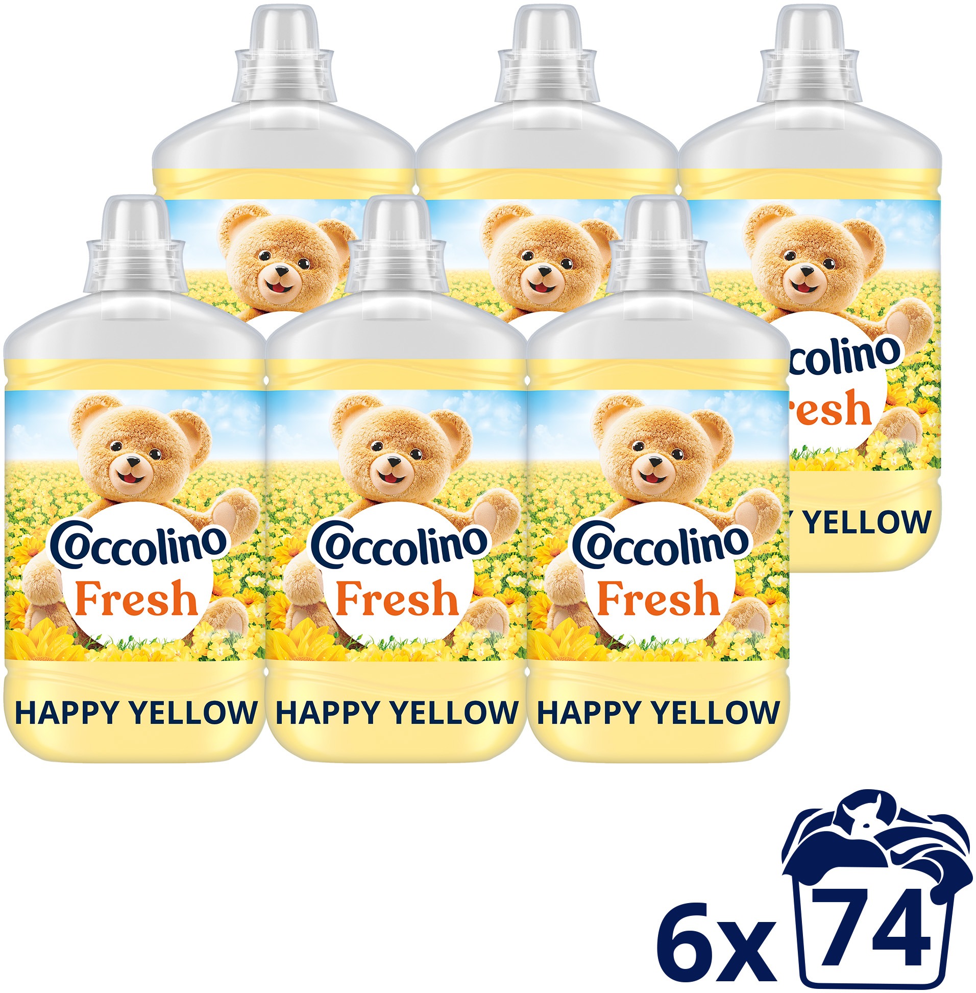Coccolino Fresh Happy Yellow 6×1,702 l (74 mosás)