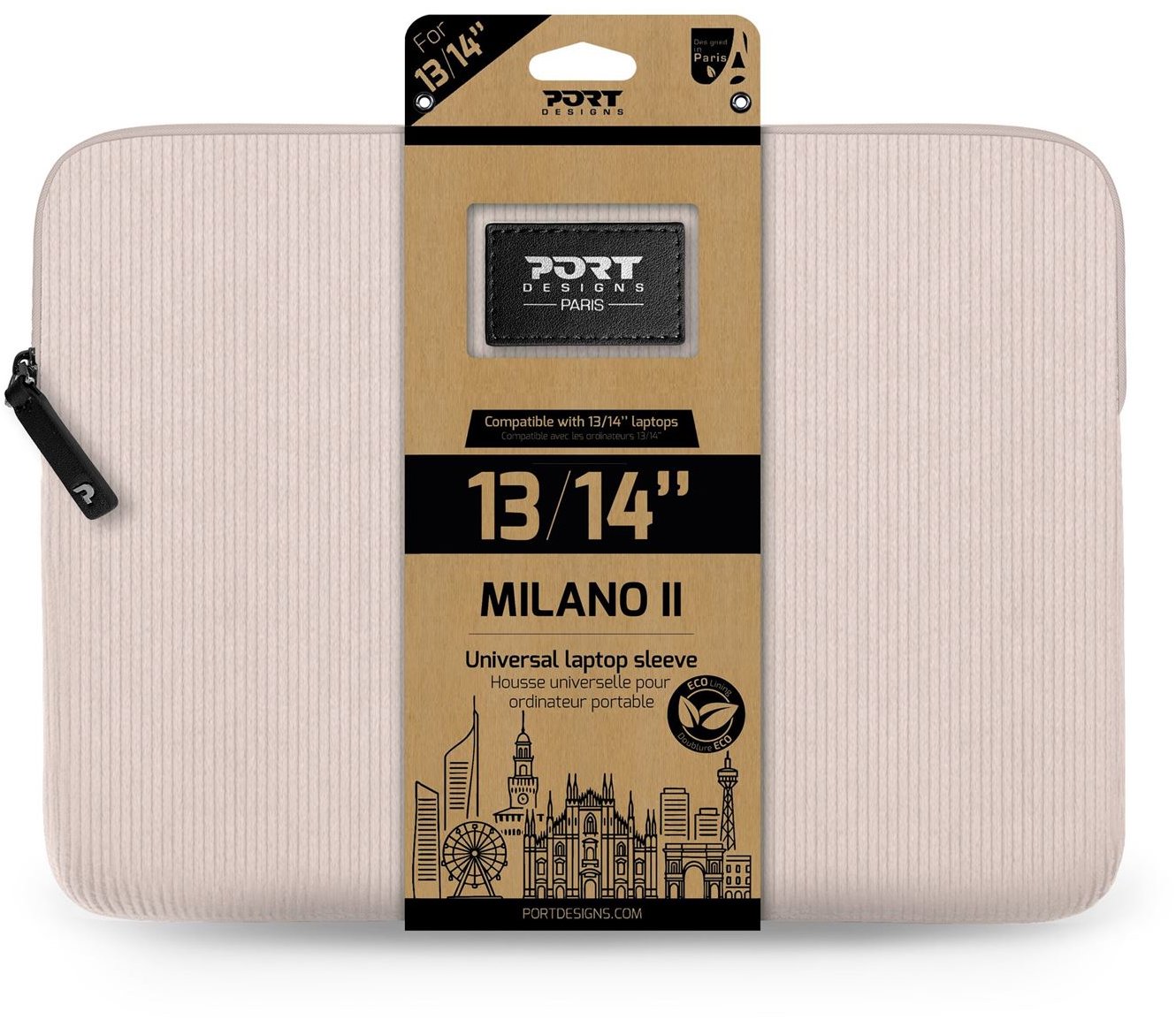PORT DESIGNS Milano II ECO Sleeve 13/14'', világos rózsaszín