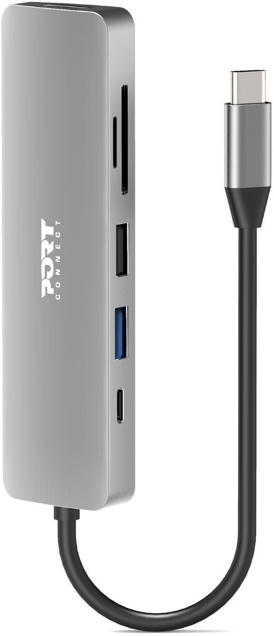 PORT CONNECT USB-C 1× 4K dokkoló állomás, 6in1, ezüst