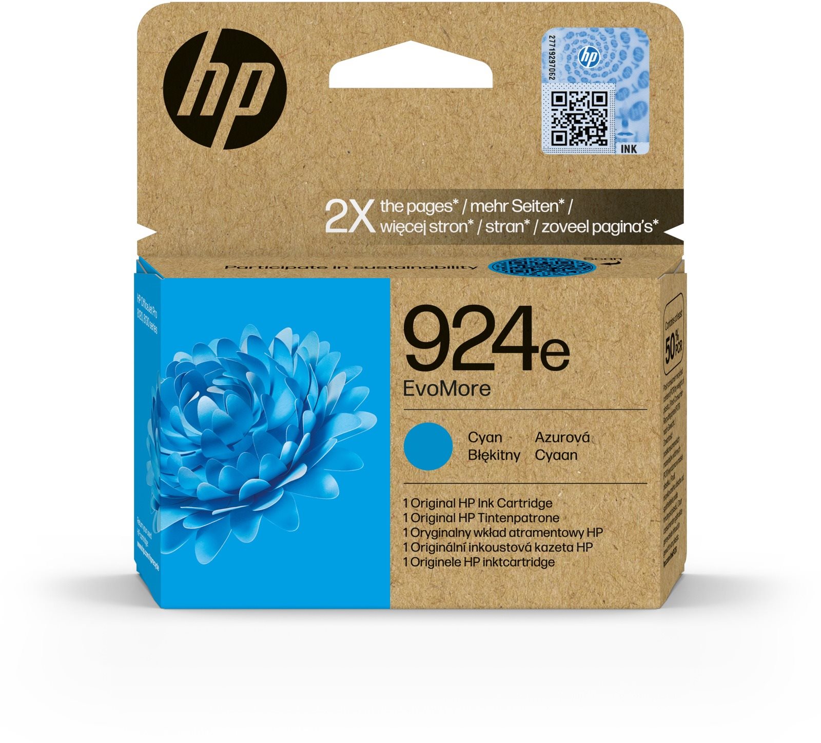 HP 4K0U7NE 924 XL EvoMore - azúrkék