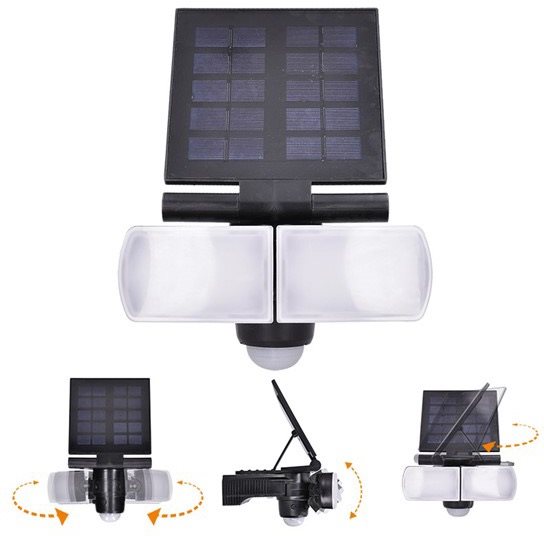 Solight LED napelemes lámpa mozgásérzékelővel, 8 W, 600 lm, Li-on, fekete