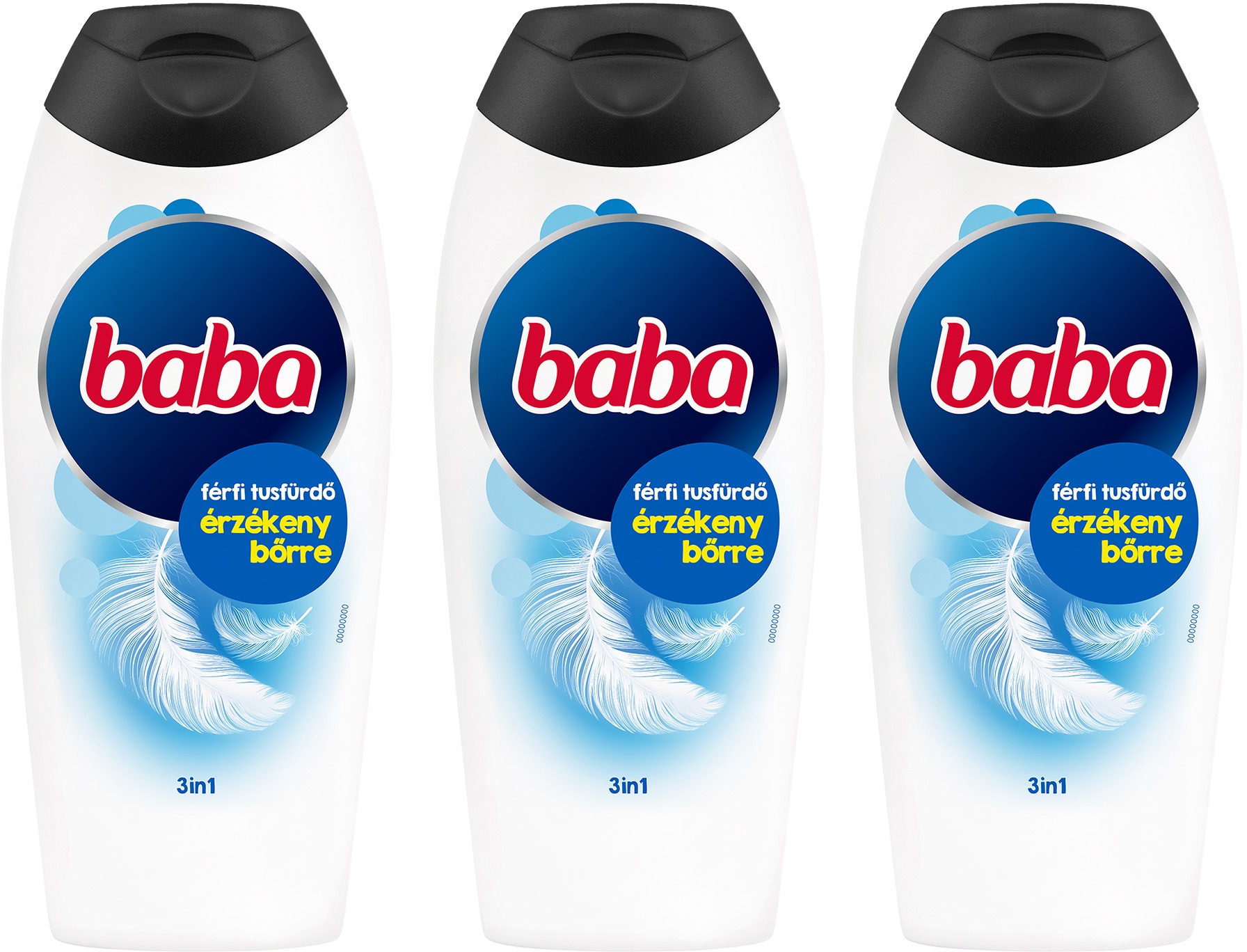 BABA férfi tusfürdő érzékeny bőrre 3in1, 3x400 ml