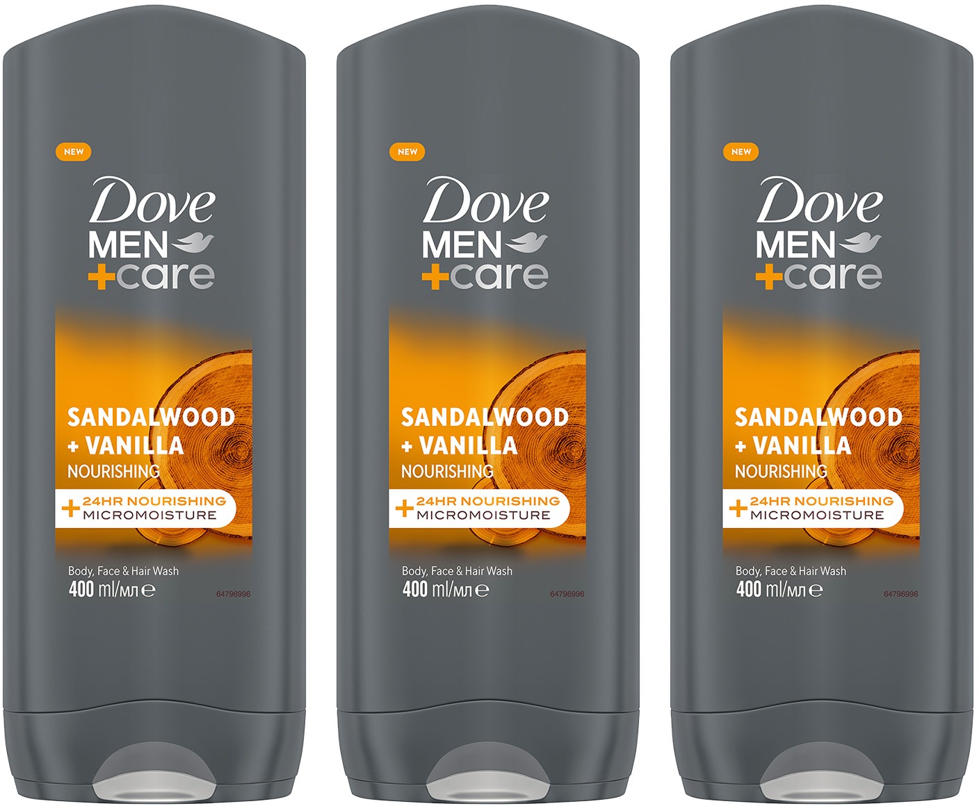DOVE Triopack Men+Care Vanilla & Sandalwood 400 ml