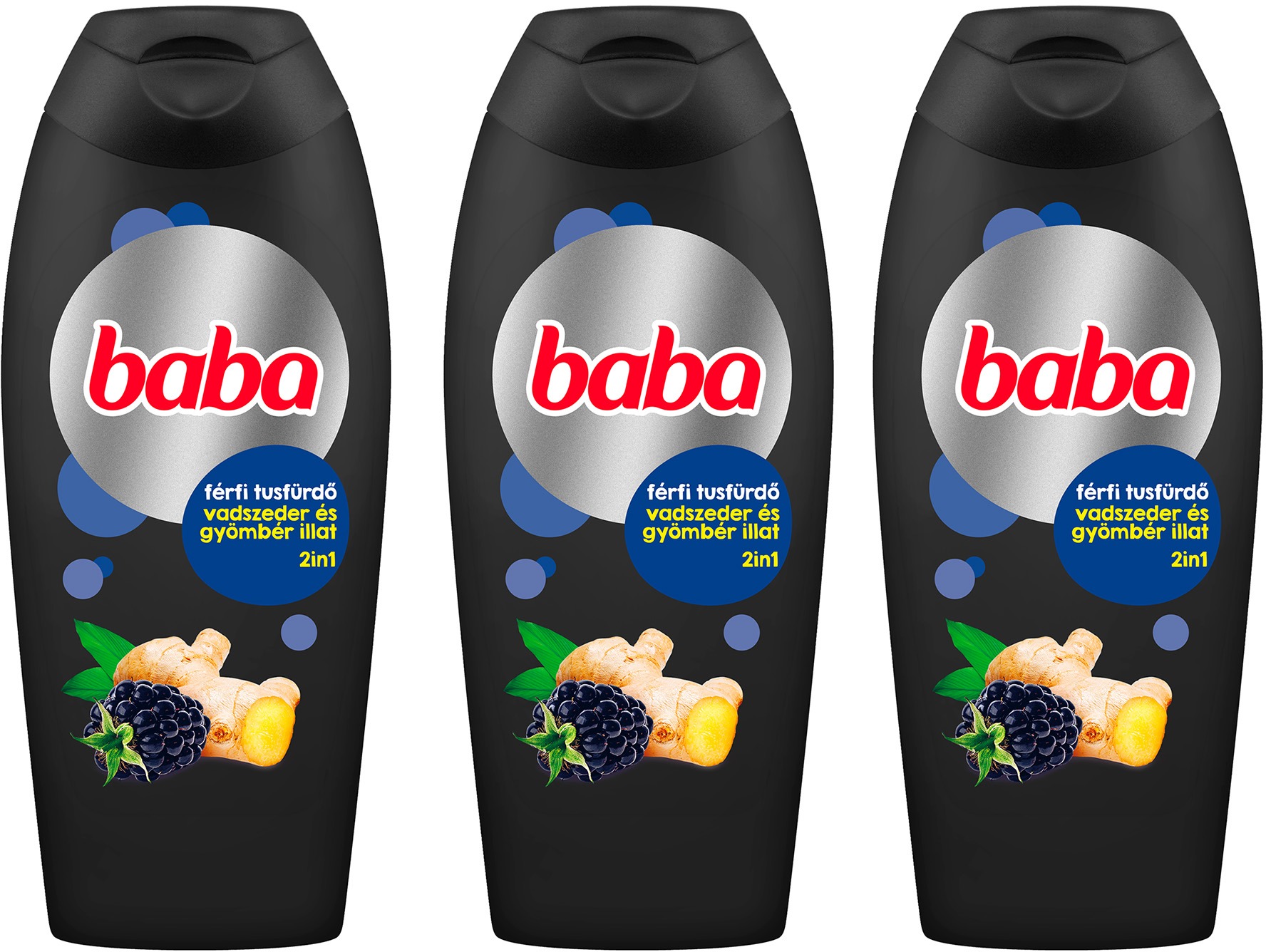 BABA vadszeder és gyömbéres férfi tusfürdő 2in1, 3x400 ml