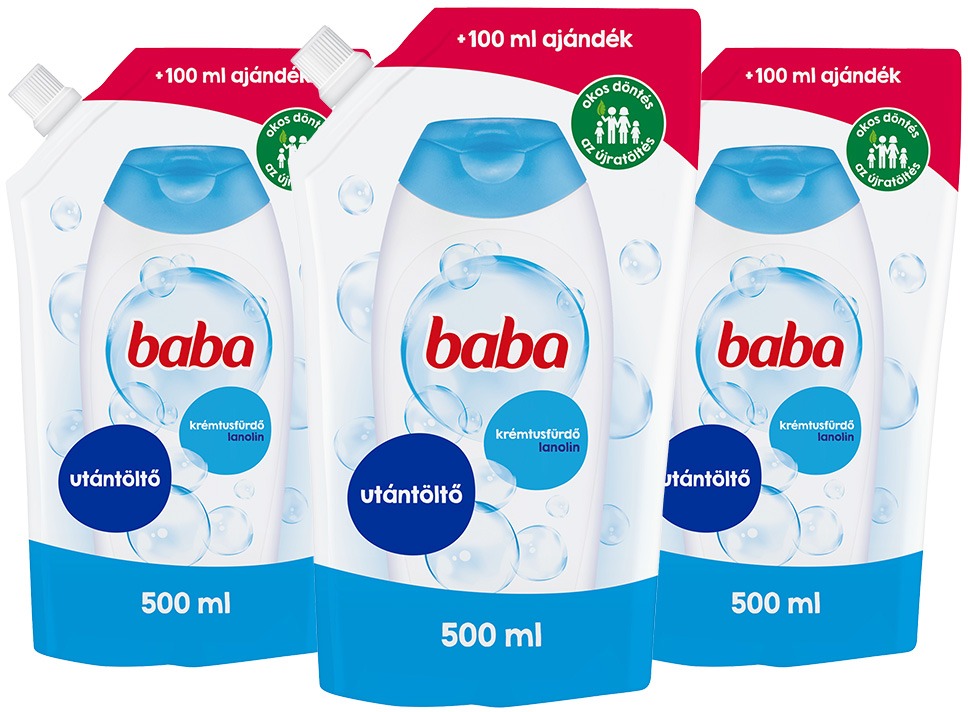 BABA lanolinos tusfürdő utántöltő 3x500 ml