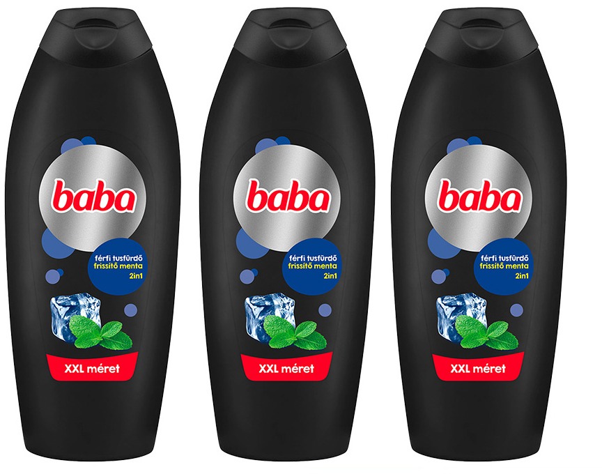 BABA frissítő mentás férfi tusfürdő 2in1, 3x750 ml