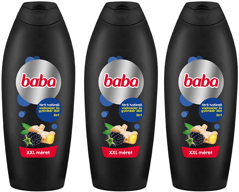 BABA vadszeder és gyömbéres férfi tusfürdő 2in1, 3x750 ml
