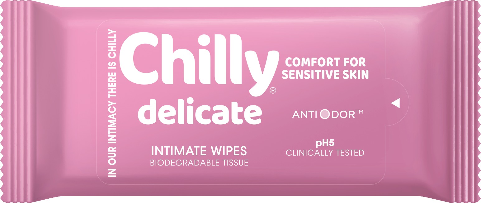 CHILLY Intim törlőkendők Delicate, 12 darab